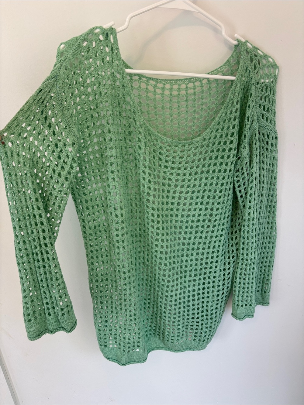 Light Green Open Knit Women's Sweater